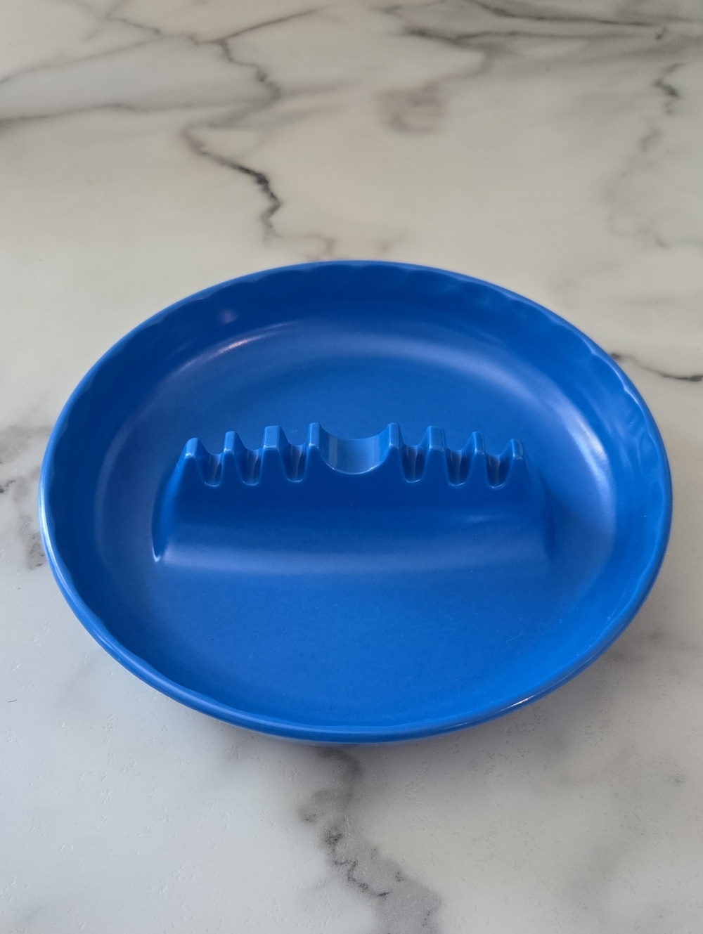 Vintage Blue Plastic Ashtry Cigar And Cigarette